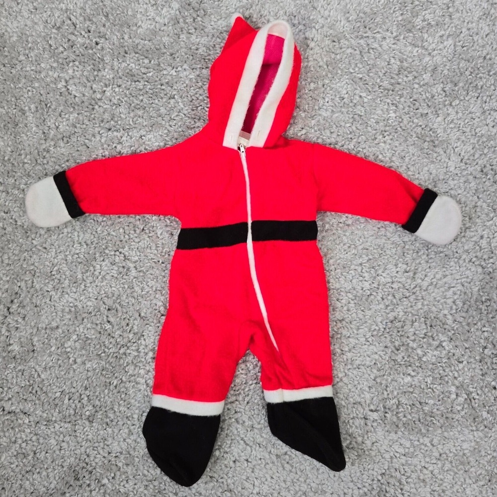 Vintage Infant Santa Sleeper Newborn Canadian Made Hooded Pajamas Holiday Cozy‎